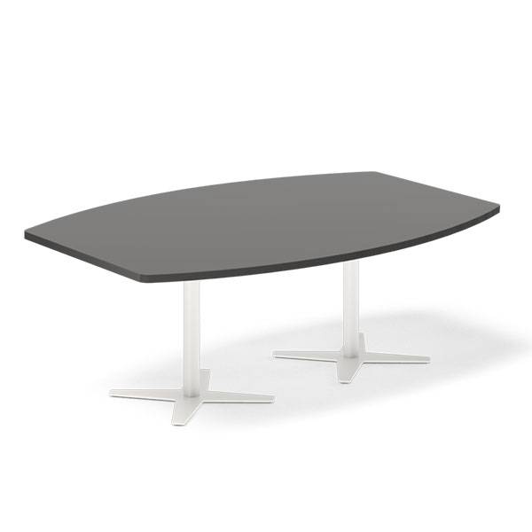 Konferencebord DNA, Antracit 2000x1200 mm b&aring;dformet, Hvid understel