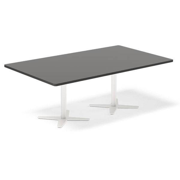 Konferencebord DNA, Antracit 2000x1200 mm rektangul&aelig;rt, Hvid understel