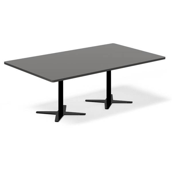 Konferencebord DNA, Antracit 2000x1200 mm rektangul&aelig;rt, Sort understel