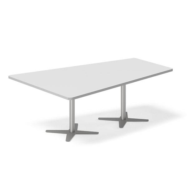 Konferencebord DNA, Lysgr&aring; 2000x1425 mm trapezformet, Alugr&aring; understel