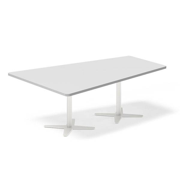 Konferencebord DNA, Lysgr&aring; 2000x1425 mm trapezformet, Hvid understel