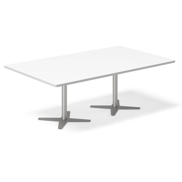Konferencebord DNA, Hvid 2000x1200 mm rektangul&aelig;rt, Alugr&aring; understel