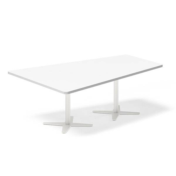 Konferencebord DNA, Hvid 2000x1425 mm trapezformet, Hvid understel