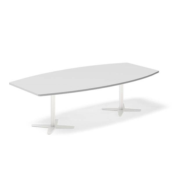 Konferencebord DNA, Lysgr&aring; 2600x1200 mm b&aring;dformet, Hvid understel