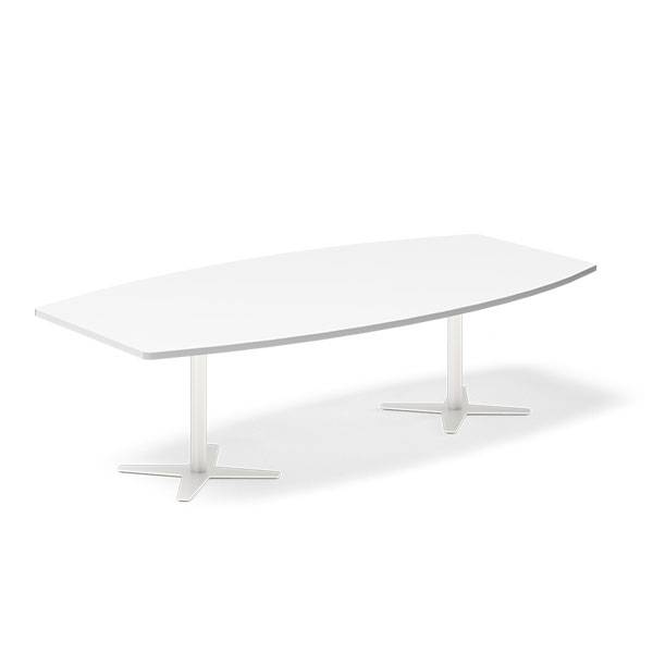 Konferencebord DNA, Hvid 2600x1200 mm b&aring;dformet, Hvid understel