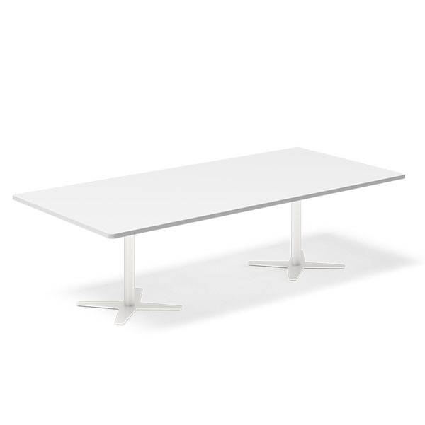 Konferencebord DNA, Hvid 2600x1200 mm rektangul&aelig;rt, Hvid understel