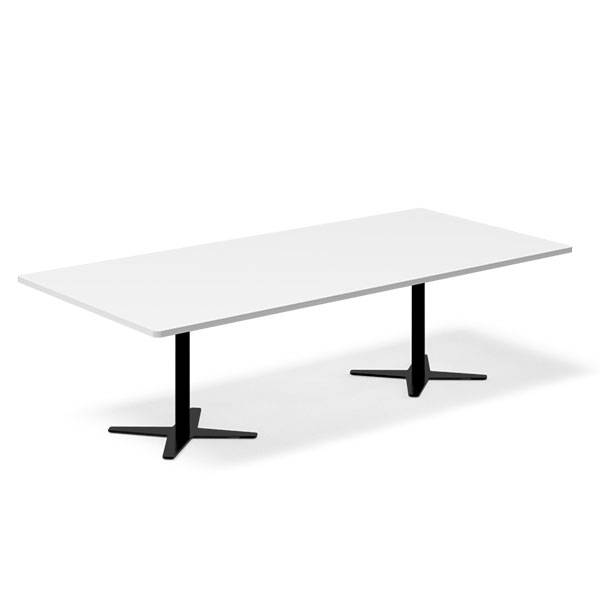 Konferencebord DNA, Hvid 2600x1200 mm rektangul&aelig;rt, Sort understel