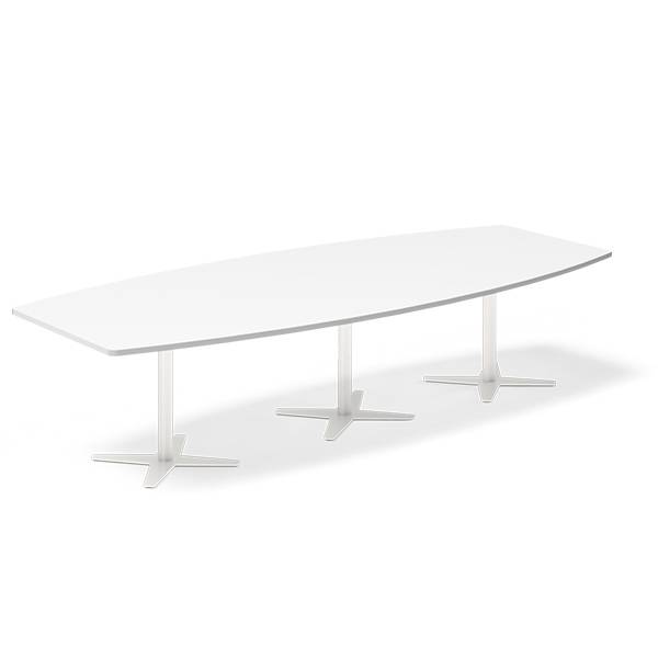 Konferencebord DNA, Hvid 3200x1200 mm b&aring;dformet, Hvid understel