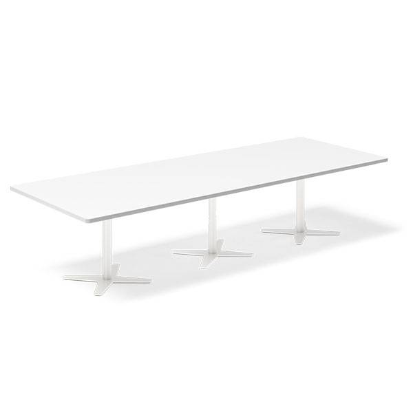 Konferencebord DNA, Hvid 3200x1200 mm rektangul&aelig;rt, Hvid understel