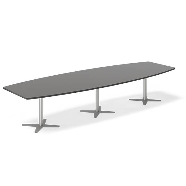 Konferencebord DNA, Antracit 3800x1200 mm b&aring;dformet, Alugr&aring; understel