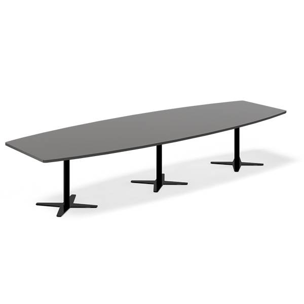 Konferencebord DNA, Antracit 3800x1200 mm b&aring;dformet, Sort understel