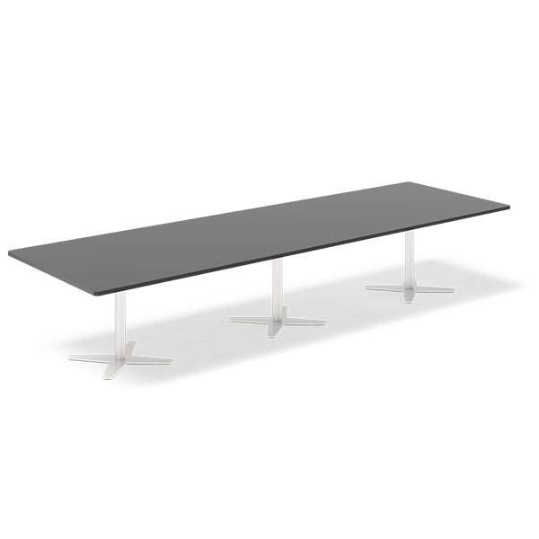 Konferencebord DNA, Antracit 3800x1200 mm rektangul&aelig;rt, Hvid understel