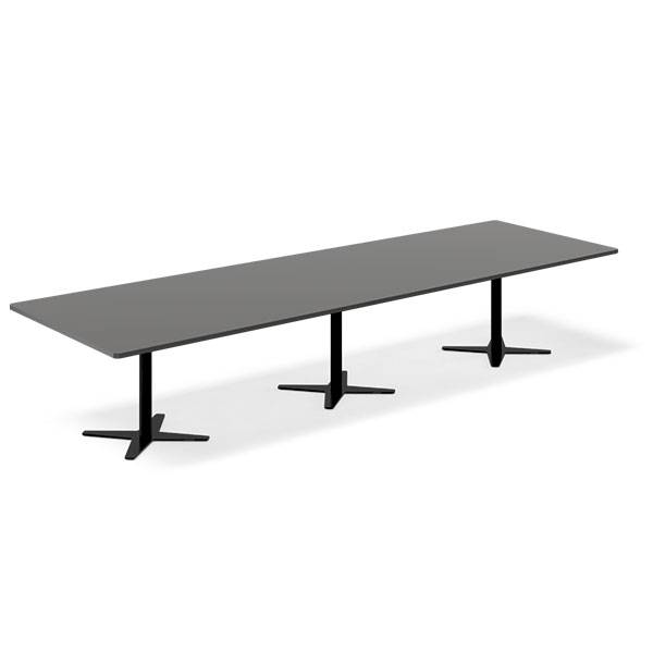 Konferencebord DNA, Antracit 3800x1200 mm rektangul&aelig;rt, Sort understel