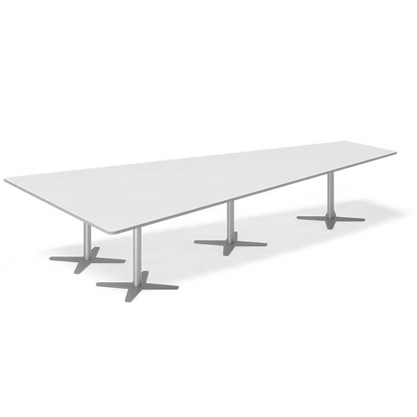 Konferencebord DNA, Lysgr&aring; 3800x1990 mm trapezformet, Alugr&aring; understel