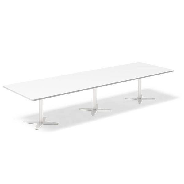Konferencebord DNA, Hvid 3800x1200 mm rektangul&aelig;rt, Hvid understel