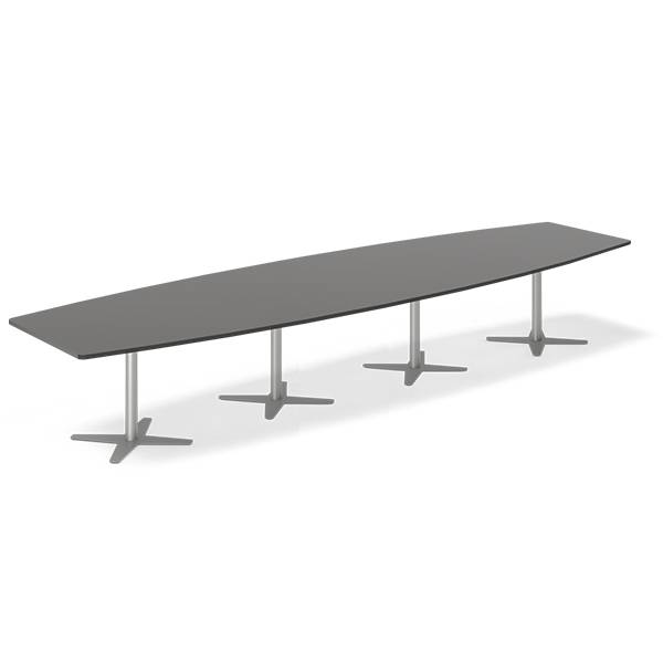 Konferencebord DNA, Antracit 4400x1200 mm b&aring;dformet, Alugr&aring; understel