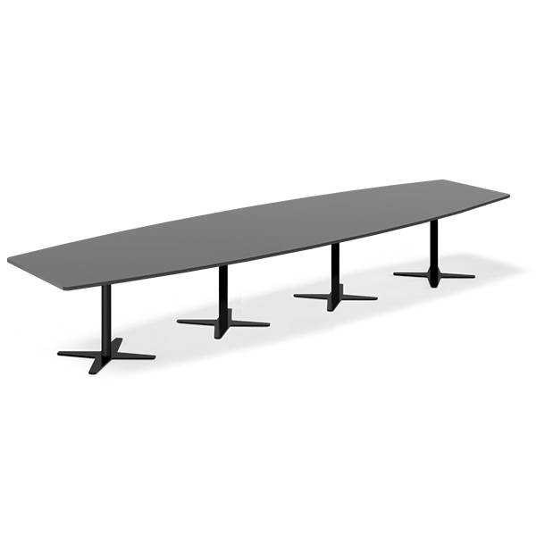 Konferencebord DNA, Antracit 4400x1200 mm b&aring;dformet, Sort understel