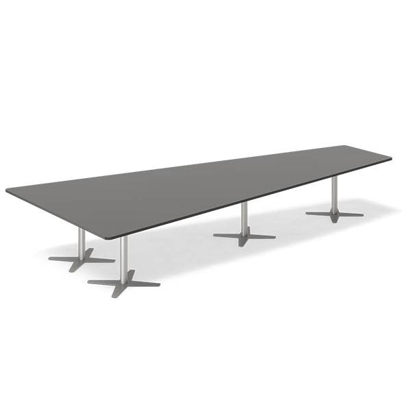 Konferencebord DNA, Antracit 4400x2175 mm trapezformet, Alugr&aring; understel
