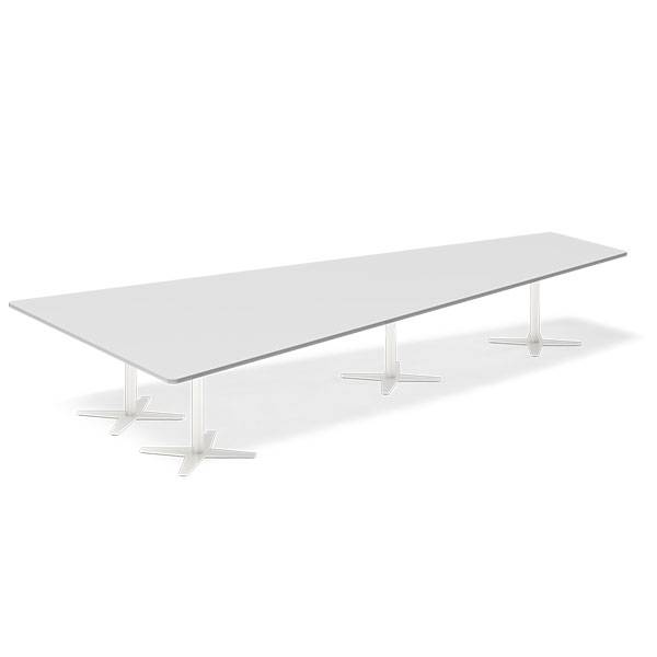Konferencebord DNA, Lysgr&aring; 4400x2175 mm trapezformet, Hvid understel