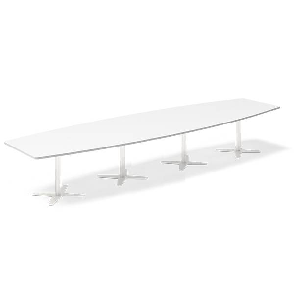 Konferencebord DNA, Hvid 4400x1200 mm b&aring;dformet, Hvid understel