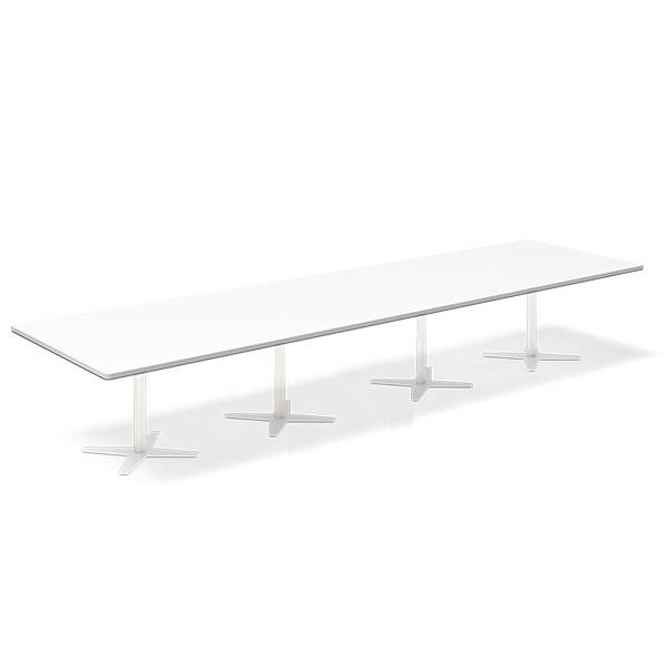 Konferencebord DNA, Hvid 4400x1200 mm rektangul&aelig;rt, Hvid understel