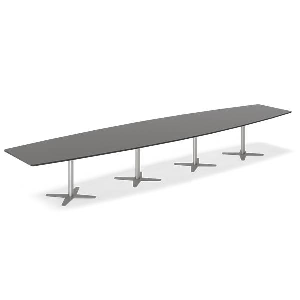 Konferencebord DNA, Antracit 5000x1200 mm b&aring;dformet, Alugr&aring; understel
