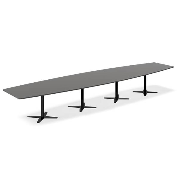 Konferencebord DNA, Antracit 5000x1200 mm b&aring;dformet, Sort understel