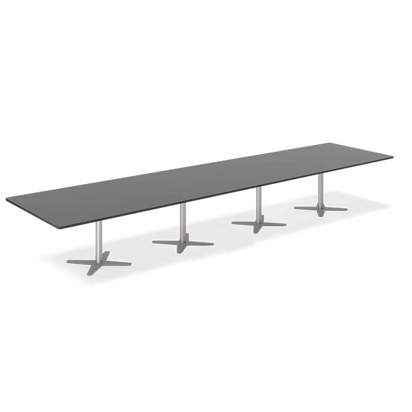 Konferencebord DNA, Antracit 5000x1200 mm rektangul&aelig;rt, Alugr&aring; understel