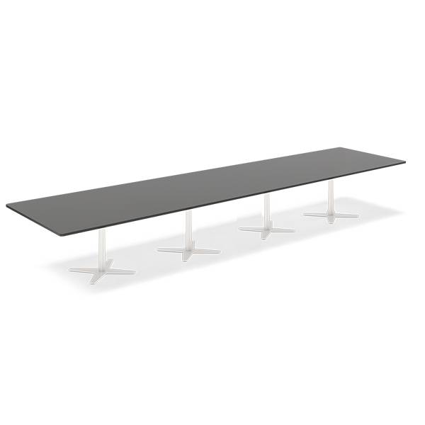 Konferencebord DNA, Antracit 5000x1200 mm rektangul&aelig;rt, Hvid understel