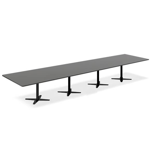 Konferencebord DNA, Antracit 5000x1200 mm rektangul&aelig;rt, Sort understel