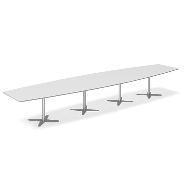 Konferencebord DNA, Lysgr&aring; 5000x1200 mm b&aring;dformet, Alugr&aring; understel