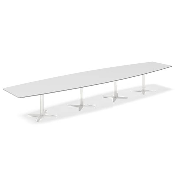Konferencebord DNA, Lysgr&aring; 5000x1200 mm b&aring;dformet, Hvid understel