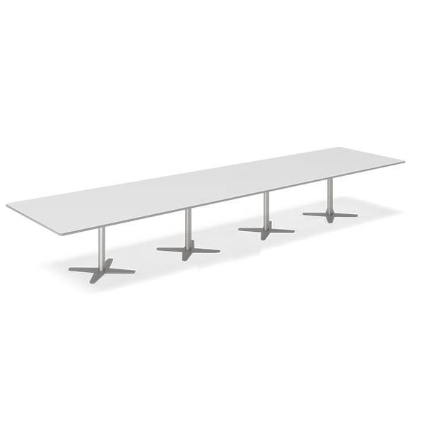 Konferencebord DNA, Lysgr&aring; 5000x1200 mm rektangul&aelig;rt, Alugr&aring; understel