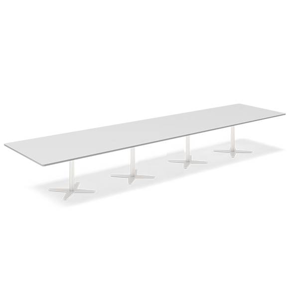 Konferencebord DNA, Lysgr&aring; 5000x1200 mm rektangul&aelig;rt, Hvid understel