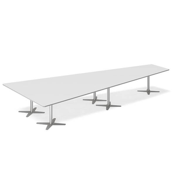 Konferencebord DNA, Lysgr&aring; 5000x2365 mm trapezformet, Alugr&aring; understel