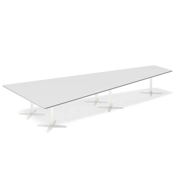 Konferencebord DNA, Lysgr&aring; 5000x2365 mm trapezformet, Hvid understel