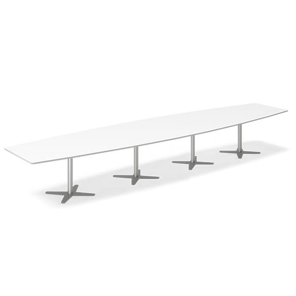 Konferencebord DNA, Hvid 5000x1200 mm b&aring;dformet, Alugr&aring; understel