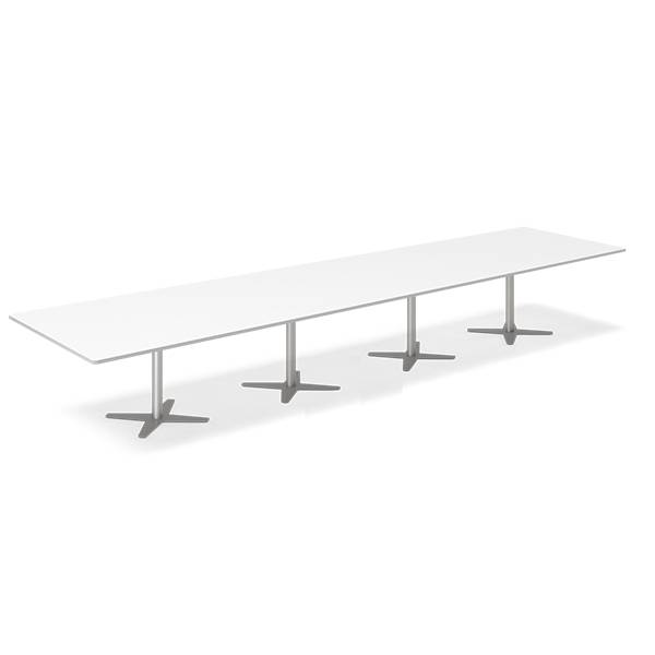 Konferencebord DNA, Hvid 5000x1200 mm rektangul&aelig;rt, Alugr&aring; understel