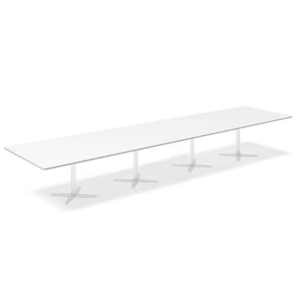 Konferencebord DNA, Hvid 5000x1200 mm rektangul&aelig;rt, Hvid understel