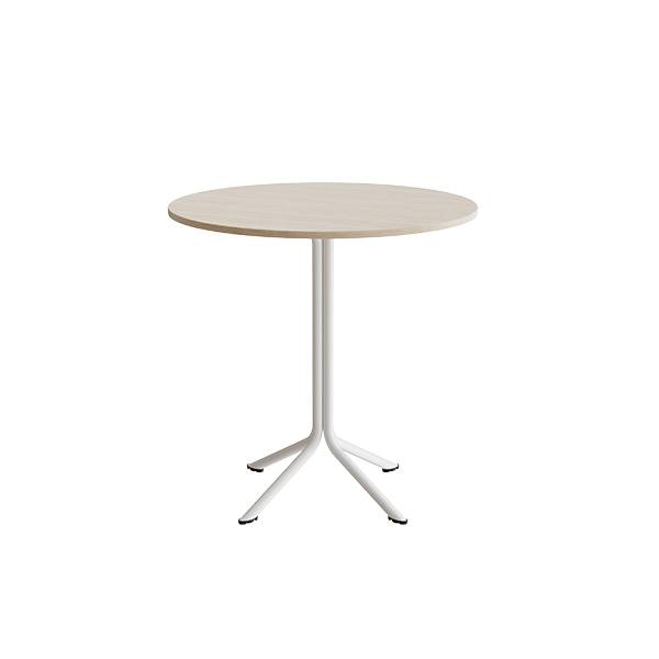Bord Atlas 1133 &Oslash;900x900mm, Hvidpigmenteret eg med hvidt understel