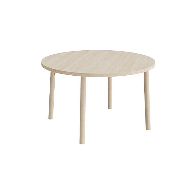 Bord Add Wood 590, &Oslash;1200 mm, h&oslash;jde 720 mm, hvidpigmenteret eg laminat p&aring; massivt tr&aelig;ben