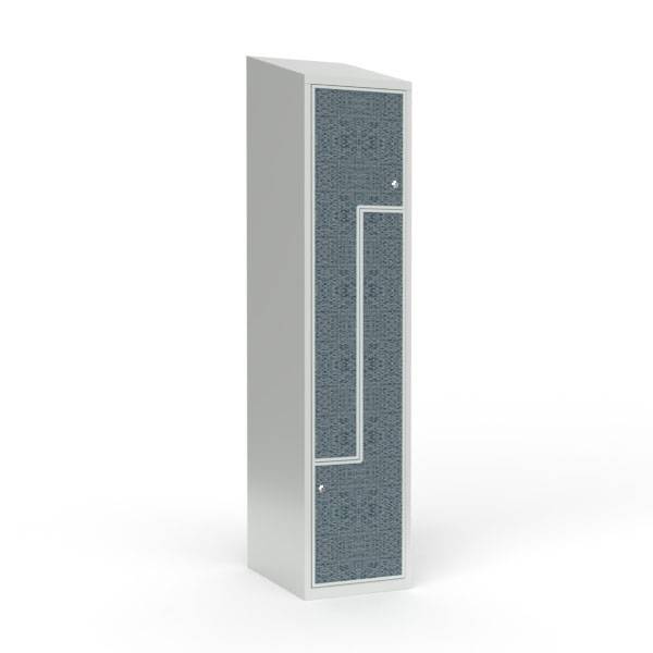 Skoleskab 1x400 Skr&aring;t tag, Z-d&oslash;r VirrVarr Black laminatd&oslash;r Cylinderl&aring;s