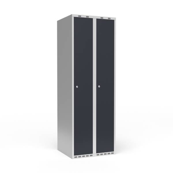 Garderobeskab 2x300 mm Lige tag 1 rum i h&oslash;jden Antracit d&oslash;r Cylinderl&aring;s