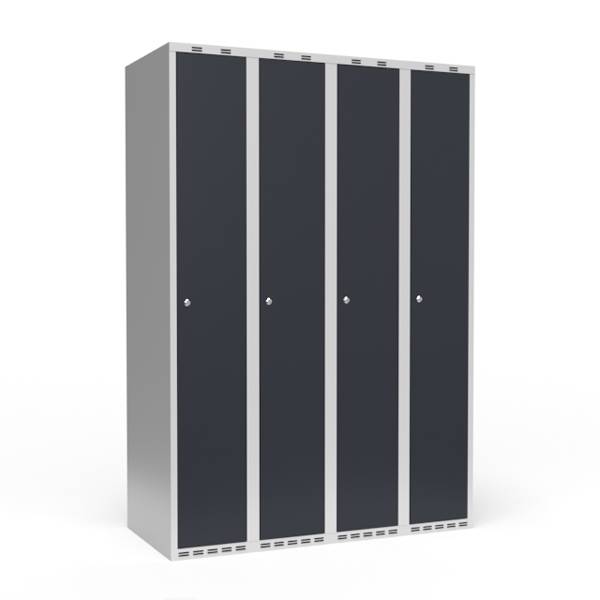 Garderobeskab 4x300 mm Lige tag 1 rum i h&oslash;jden Antracit d&oslash;r Cylinderl&aring;s