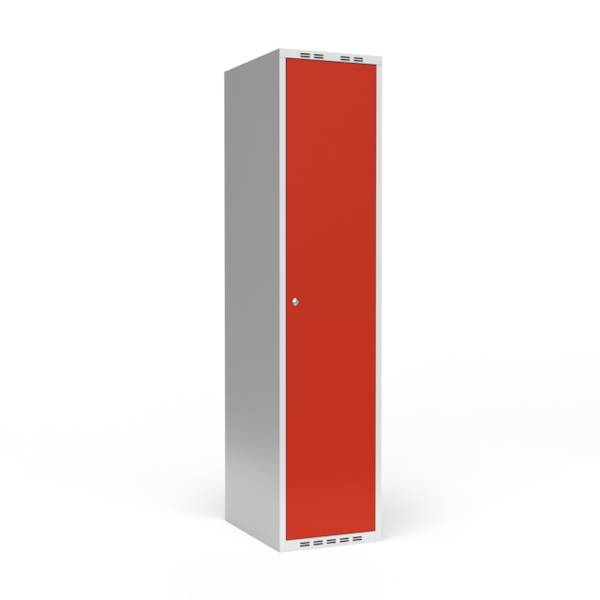 Garderobeskab 1x400 mm Lige tag 1 rum i h&oslash;jden R&oslash;d d&oslash;r Cylinderl&aring;s