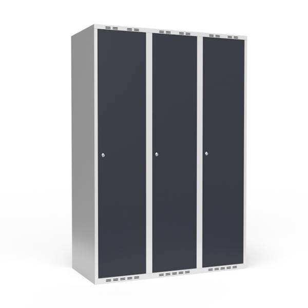 Garderobeskab 3x400 mm Lige tag 1 rum i h&oslash;jden Antracit d&oslash;r Cylinderl&aring;s