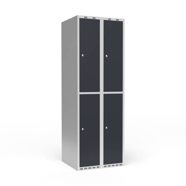 Garderobeskab 2x300 mm Lige tag 2 rum i h&oslash;jden Antracit d&oslash;r Cylinderl&aring;s