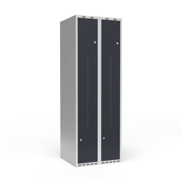 Garderobeskab 2x300 mm Lige tag 2-delt s&oslash;jle Z-d&oslash;r Antracit d&oslash;r Cylinderl&aring;s