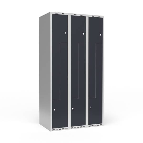 Garderobeskab 3x300 mm Lige tag 2-delt s&oslash;jle Z-d&oslash;r Antracit d&oslash;r Cylinderl&aring;s