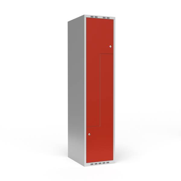 Garderobeskab 1x400 mm Lige tag 2-delt s&oslash;jle Z-d&oslash;r R&oslash;d d&oslash;r Cylinderl&aring;s